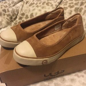 UGG Women's Tan and Cream Slip-On Shoes